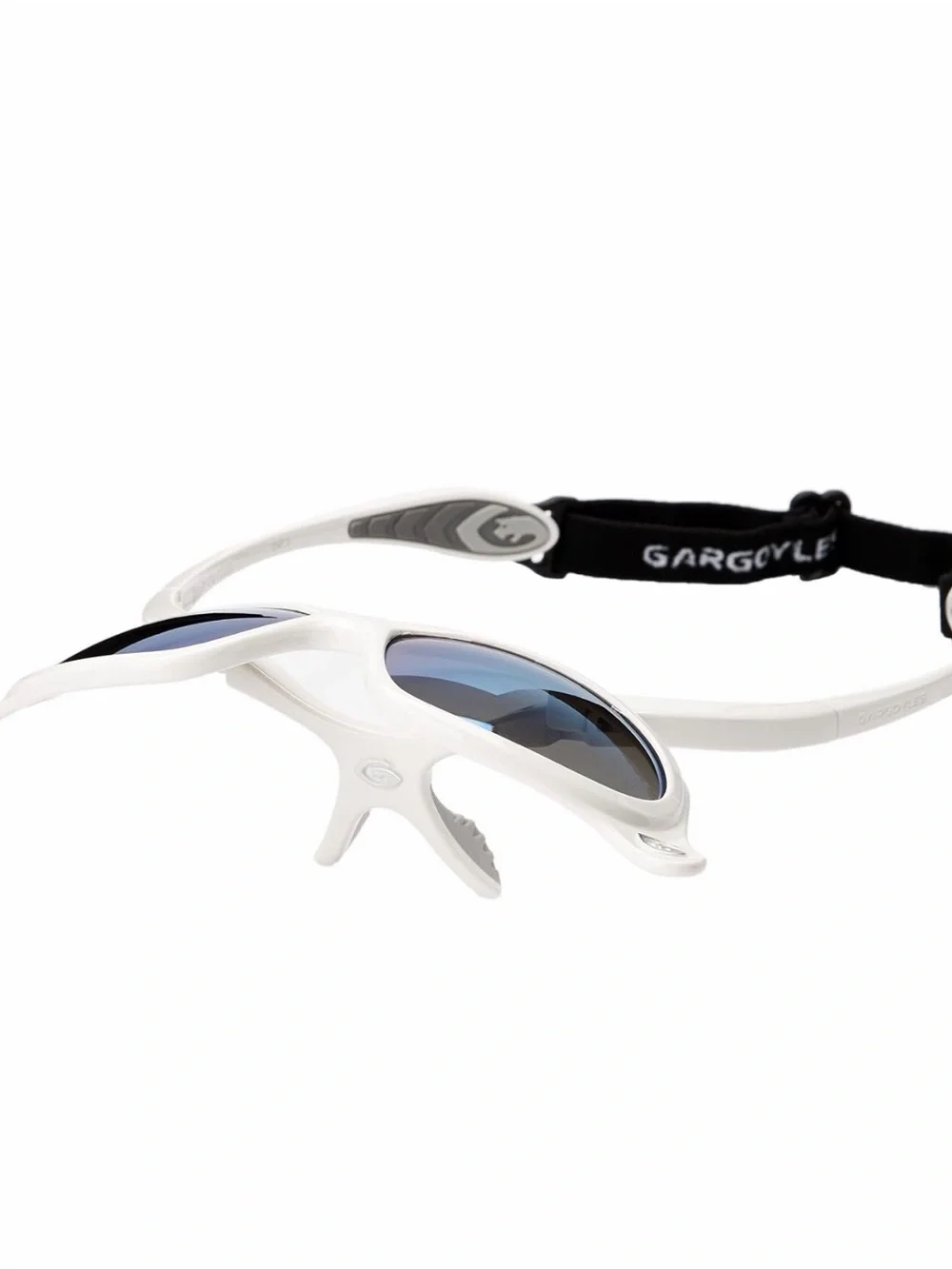 Gargoyles Gamer Flip-Up White Sport Sunglasses with Blue Mirrored Lenses